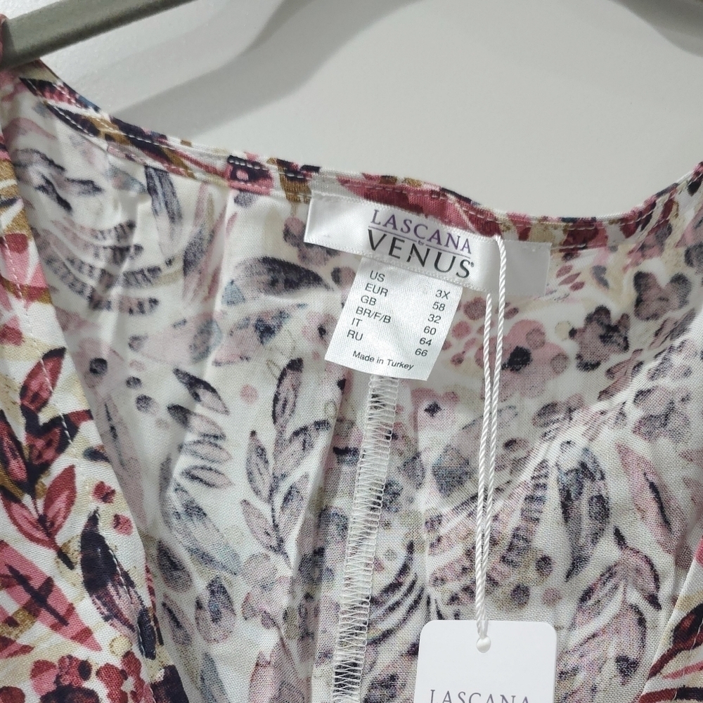 LASCANA Nwt Floral Print Dolman Sleeve Surplice Front Blouse, Elastic Waist, 3X - Picture 7 of 15